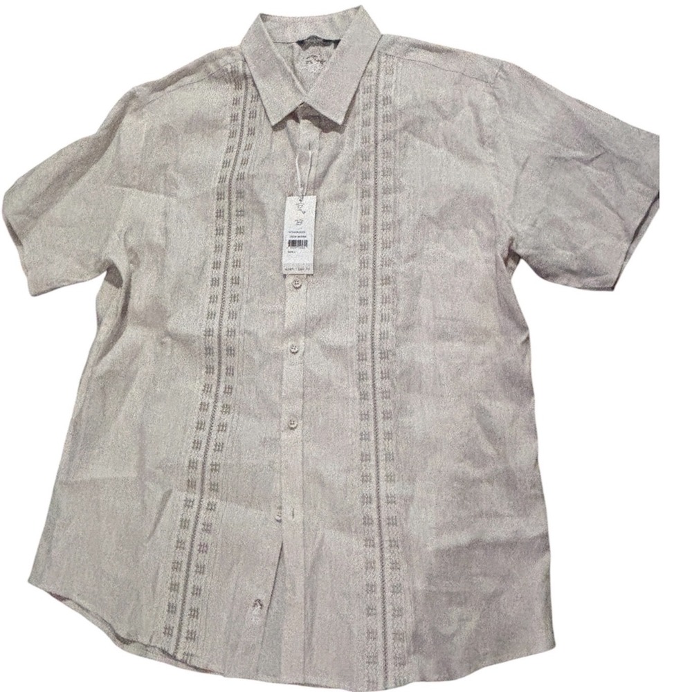 Bohio‎ Breeze 100% Linen men's button front shirt short sleeve size L  New w tag